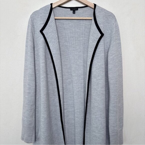 Talbots Womens Large Long Line Tipped Merino Blend Sweater Jacket - Picture 5 of 14